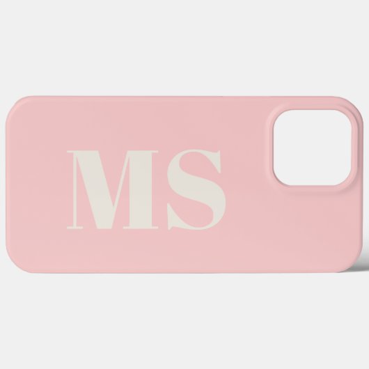 Blush pink monogram initiaal Case-Mate iPhone case (Achterkant (horizontaal))