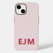Blush Pink Monogram Initiaal Letter Simple Retro Case-Mate iPhone Case (Achterkant)