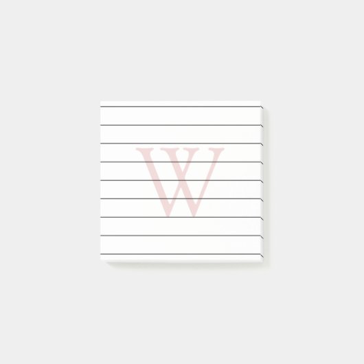 Blush Pink Monogram Lijnzijde Post-it® Notes (Voorkant)