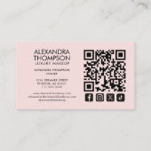 Blush Pink Monogram Makeup Qr Code Social Icon Visitekaartje (Achterkant)