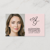 Blush Pink Monogram Makeup Qr Code Social Icon Visitekaartje (Voorkant)