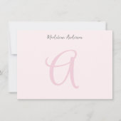 Blush Pink Monogram Minimalist Girly Notitiekaartje (Voorkant)