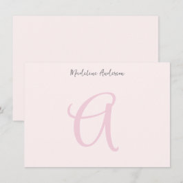 Blush Pink Monogram Minimalist Girly Notitiekaartje