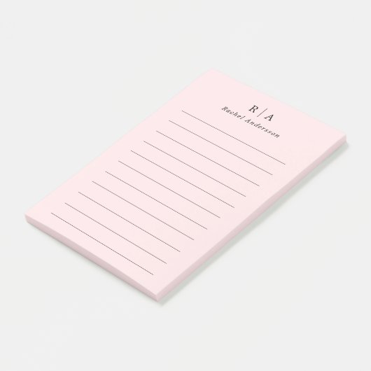 Blush Pink Monogram Minimalist Post-it® Notes (Schuin)
