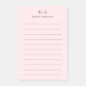 Blush Pink Monogram Minimalist Post-it® Notes (Voorkant)