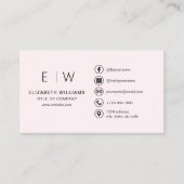 Blush Pink Monogram Minimalistische Social Media P Visitekaartje (Voorkant)