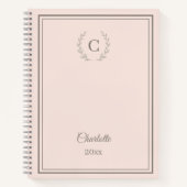 Blush Pink Monogram Personalized Quiet Luxury Notitieboek (Voorkant)
