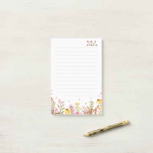 Blush Pink Monogram Post-it Opmerkingen | Minimali Post-it® Notes (Op bureau)