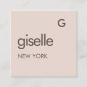 Blush Pink Monogram QR Code Minimalist Vierkante Visitekaartje (Voorkant)