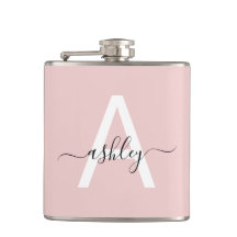 Blush Pink Monogram Schattige Girly Script
