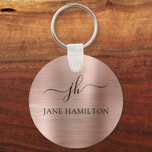 Blush Pink Monogram Sleutelhanger (Voorkant)