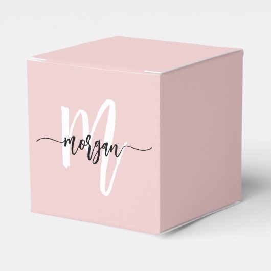 Blush Pink Monogram Stijlvol Modern Schattige Bedankdoosjes (Voorkant Zijde)