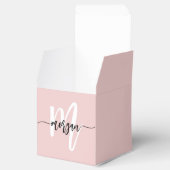 Blush Pink Monogram Stijlvol Modern Schattige Bedankdoosjes (Geopend)