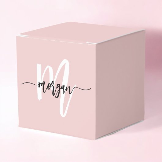Blush Pink Monogram Stijlvol Modern Schattige Bedankdoosjes