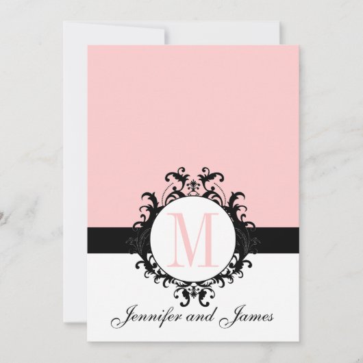 Blush Pink Monogram Weddenschap Kaart (Voorkant)