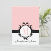 Blush Pink Monogram Weddenschap Kaart (Staand voorkant)
