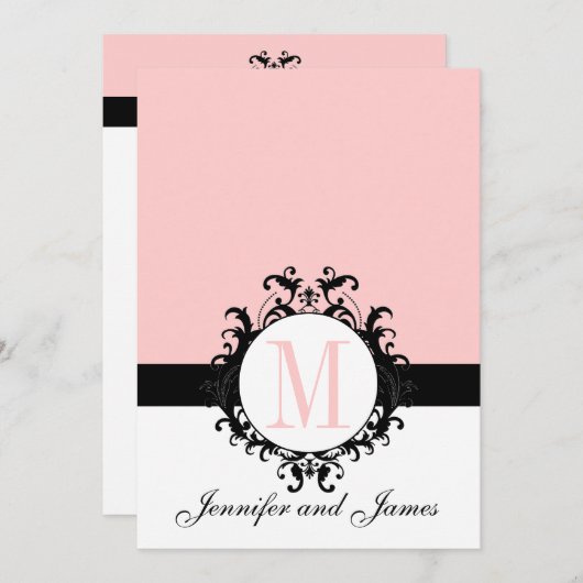 Blush Pink Monogram Weddenschap Kaart (Voorkant / Achterkant)