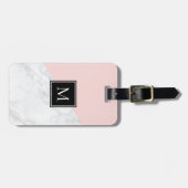 Blush Pink | Monogram wit marmer Bagagelabel (Voorkant horizontaal)