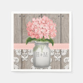 Blush Pink Monogrammed Hydrangea Mason Jar Servet (Voorkant)