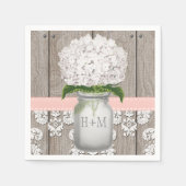 Blush Pink Monogrammed Hydrangea Mason Jar Servetten (Voorkant)