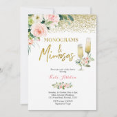 Blush Pink Monograms and Mimosas Bridal Shower Kaart (Voorkant)