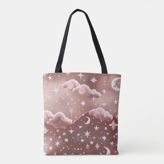 Blush Pink Moon Phases Dreamy Aesthetic Tote Bag (Achterkant)