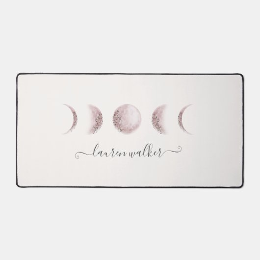 Blush Pink Moon Phases Monogram Bureaumat (Voorkant)