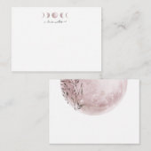 Blush Pink Moon Phases Monogram Notitiekaartje (Voorkant / Achterkant)