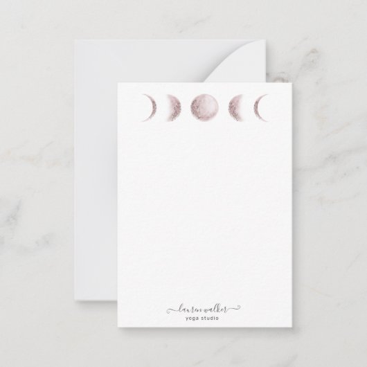 Blush Pink Moon Phases Yoga Studio Notitiekaartje (Voorkant)