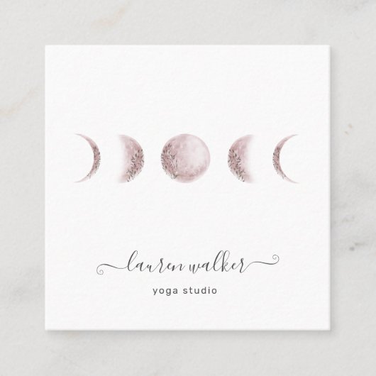 Blush Pink Moon Phases Yoga Studio Visitekaartje (Voorkant)