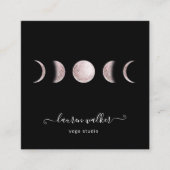 Blush Pink Moon Phases Yoga Studio Visitekaartje (Voorkant)