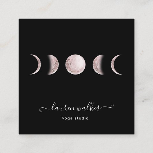 Blush Pink Moon Phases Yoga Studio Visitekaartje (Voorkant)