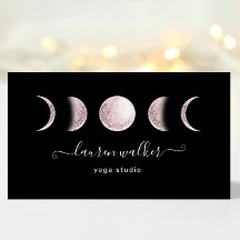 Blush Pink Moon Phases Yoga Studio Visitekaartje