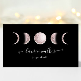 Blush Pink Moon Phases Yoga Studio Visitekaartje