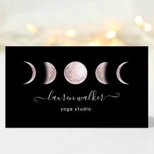 Blush Pink Moon Phases Yoga Studio Visitekaartje