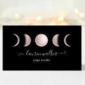 Blush Pink Moon Phases Yoga Studio Visitekaartje