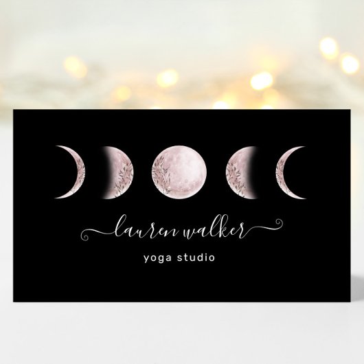 Blush Pink Moon Phases Yoga Studio Visitekaartje
