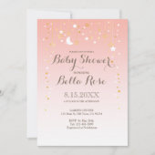 Blush Pink Moon Star Girl Baby shower Uitnodigen Kaart (Voorkant)