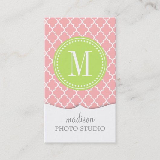 Blush Pink Moroccan Tiles Lattice Specified Visitekaartje (Voorkant)