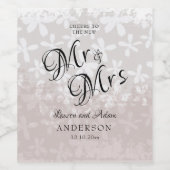 Blush Pink Mr & Mrs Script Waterverf Wine Label Wijn Etiket (Enkel label)