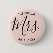 Blush Pink Mrs. Bridal Party Ronde Button 5,7 Cm (Voorkant)
