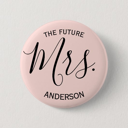 Blush Pink Mrs. Bridal Party Ronde Button 5,7 Cm (Voorkant)