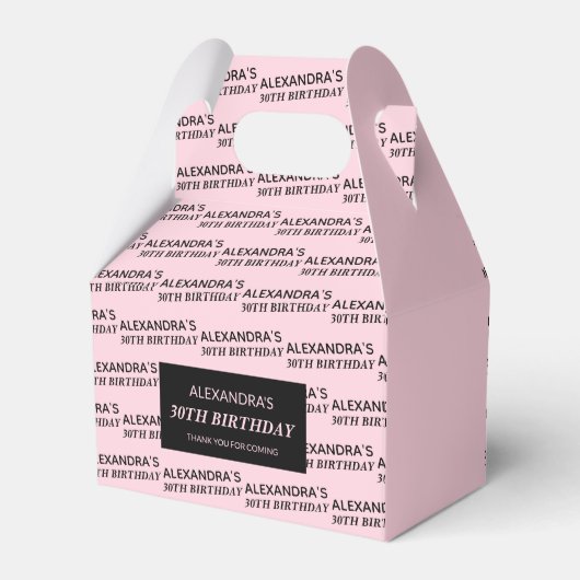 Blush Pink Naam & leeftijd Verjaardag Favoriet Box Bedankdoosjes (Voorkant Zijde)