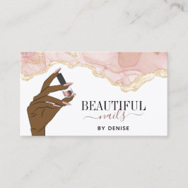 Blush Pink Nagel Salon Vrouw Hand Nagels Technicus Visitekaartje