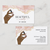Blush Pink Nagel Salon Vrouw Hand Nagels Technicus Visitekaartje (Voorkant / Achterkant)