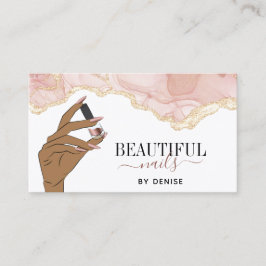 Blush Pink Nagel Salon Vrouw Hand Nagels Technicus Visitekaartje