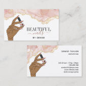 Blush Pink Nagel Salon Vrouw Hand Nagels Technicus Visitekaartje (Voorkant / Achterkant)