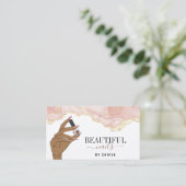Blush Pink Nagel Salon Vrouw Hand Nagels Technicus Visitekaartje (Staand voorkant)