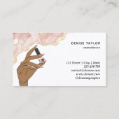 Blush Pink Nagel Salon Vrouw Hand Nagels Technicus Visitekaartje (Achterkant)