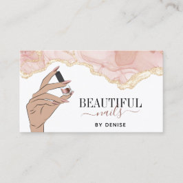 Blush Pink Nagel Salon Vrouw Hand Nagels Technicus Visitekaartje